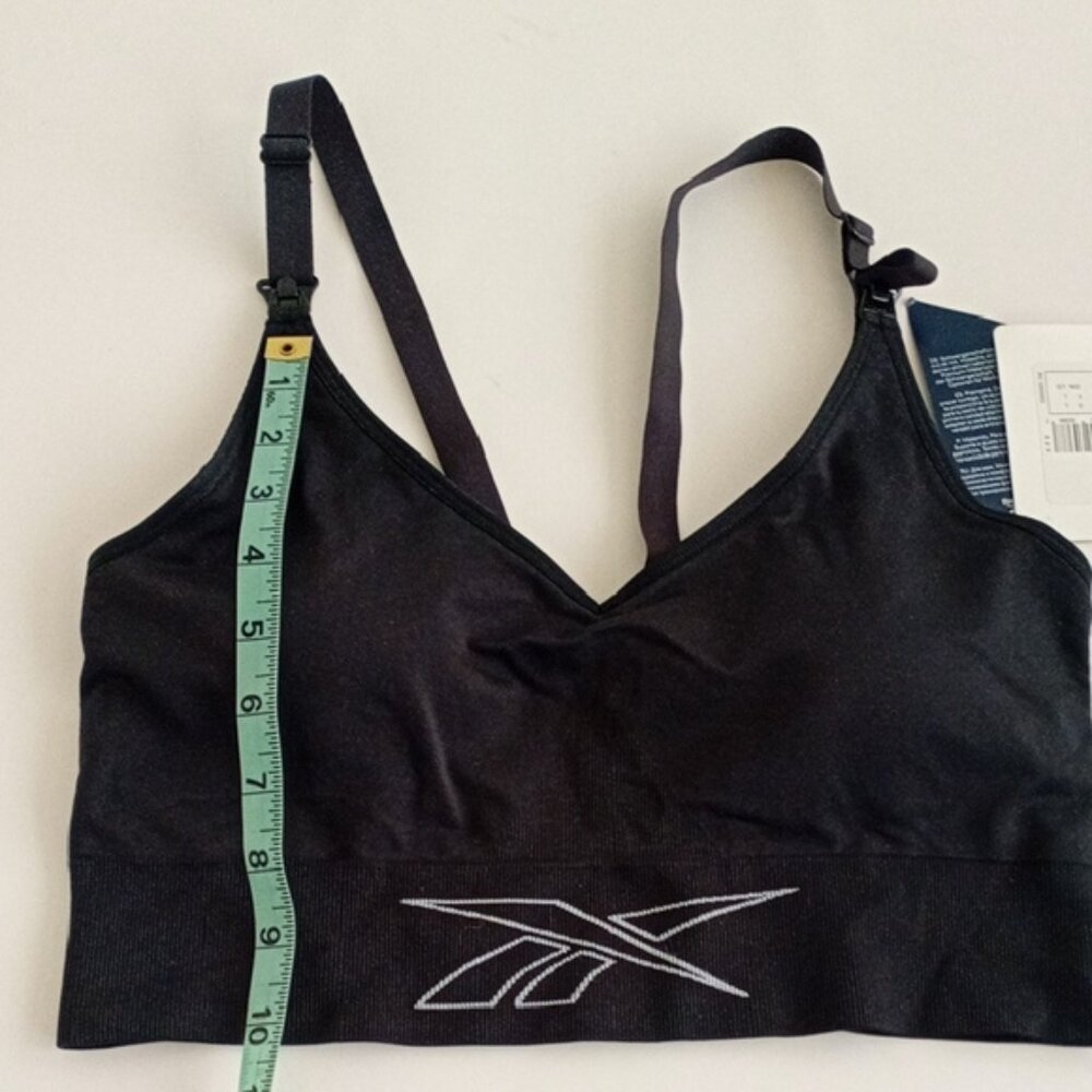 Reebok Studio Maternity Nursing Sports Bra Medium Support Removable Pads Black L